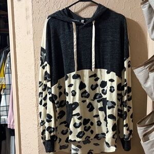 White Birch Black and Cream Hoodie